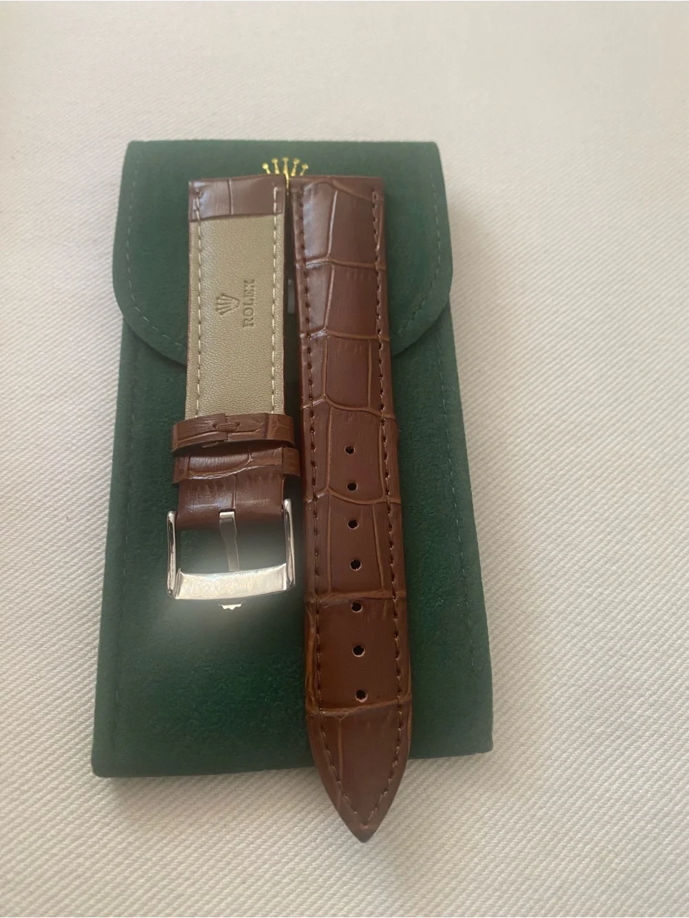 20mm lug Rolex  Brown Leather Watch Strap with Silver Plated Buckle